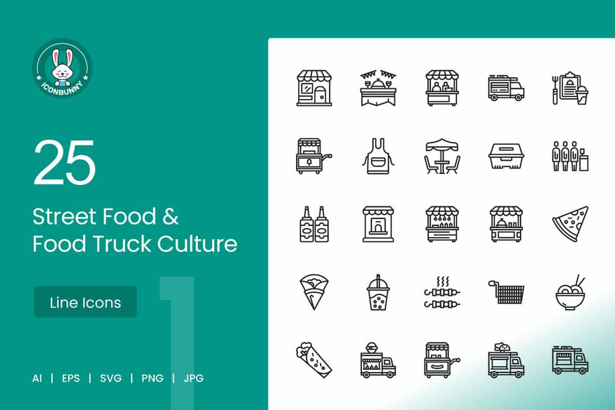 25 Street Food & Food Truck Culture, an Outline Icon by IconBunny (Photo 1 of 2)