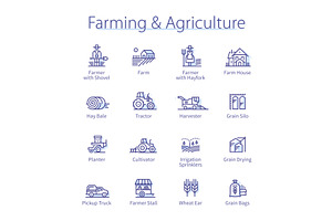 Agriculture, farming, agronomy icons