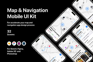 Map & Navigation Mobile UI Kit, an UI Kit Template by flr.24