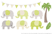 Elephants Clipart & Patterns Bamboo, an Illustration by Amanda Ilkov (Thumbnail 2 of 4)