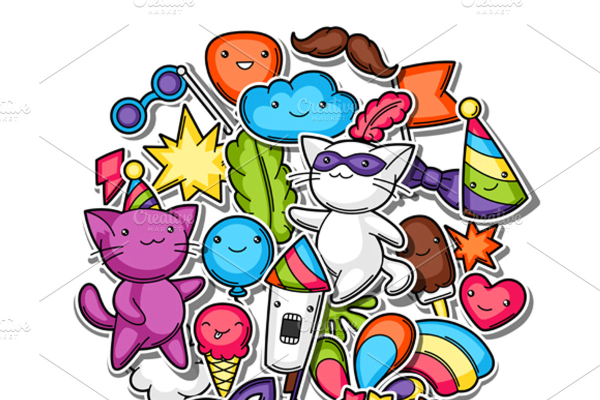 Carnival party kawaii backgrounds., a Card Template by incomible (Photo 2 of 3)