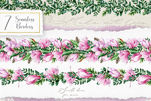 Pink Magnolia Watercolor Collection