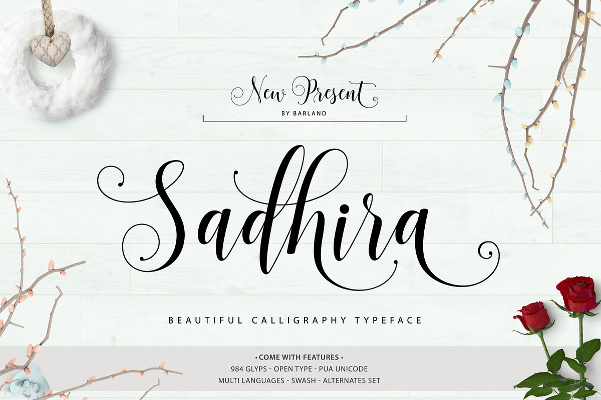 Sadhira Script, a Script Font by Barland Design (Photo 1 of 13)