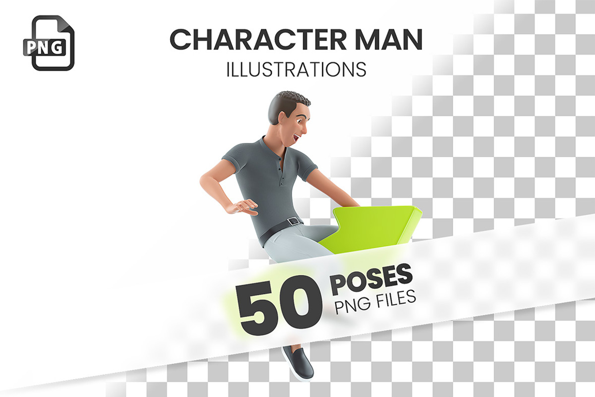 Character Man – Set of 50 Poses, a Person Illustration by 3DMask (Photo 1 of 6)
