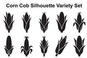 Fresh Corn Cob Silhouette Set