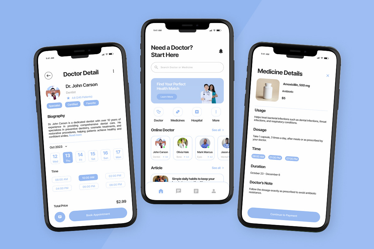 Healthify - Online Doctor App UI, an App Template by trabaskriya (Photo 3 of 5)