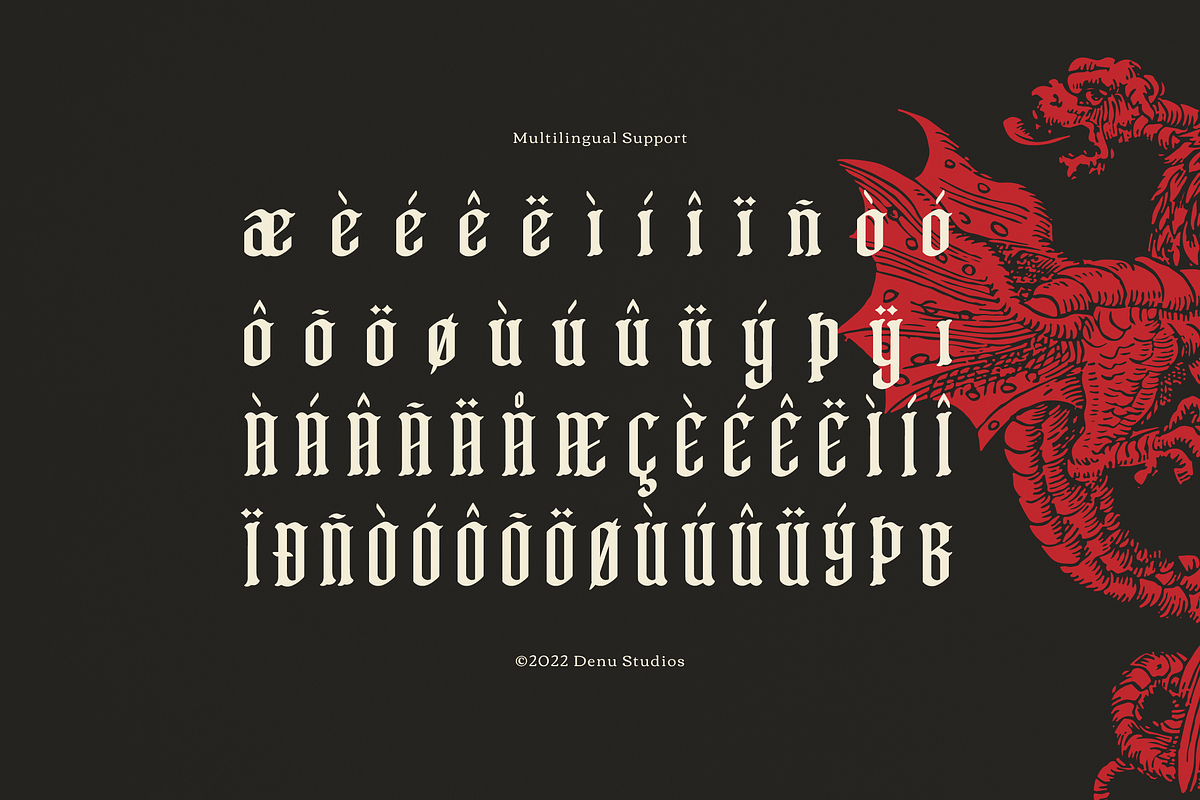 Mythic Griffin | Blackletter Font, a Blackletter Font by Denustudios (Photo 11 of 12)
