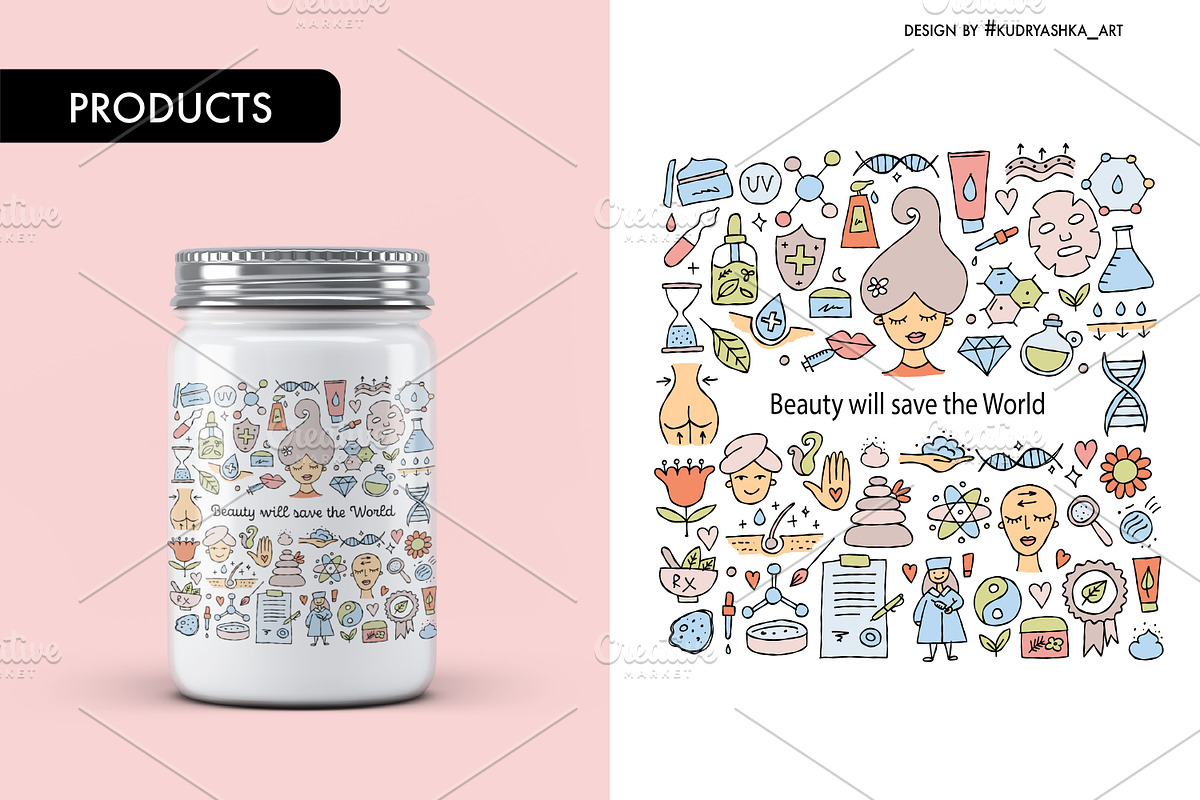 Skin Care. Cosmetology Vector Set, a Marketing Template by Kudryashka (Photo 8 of 19)
