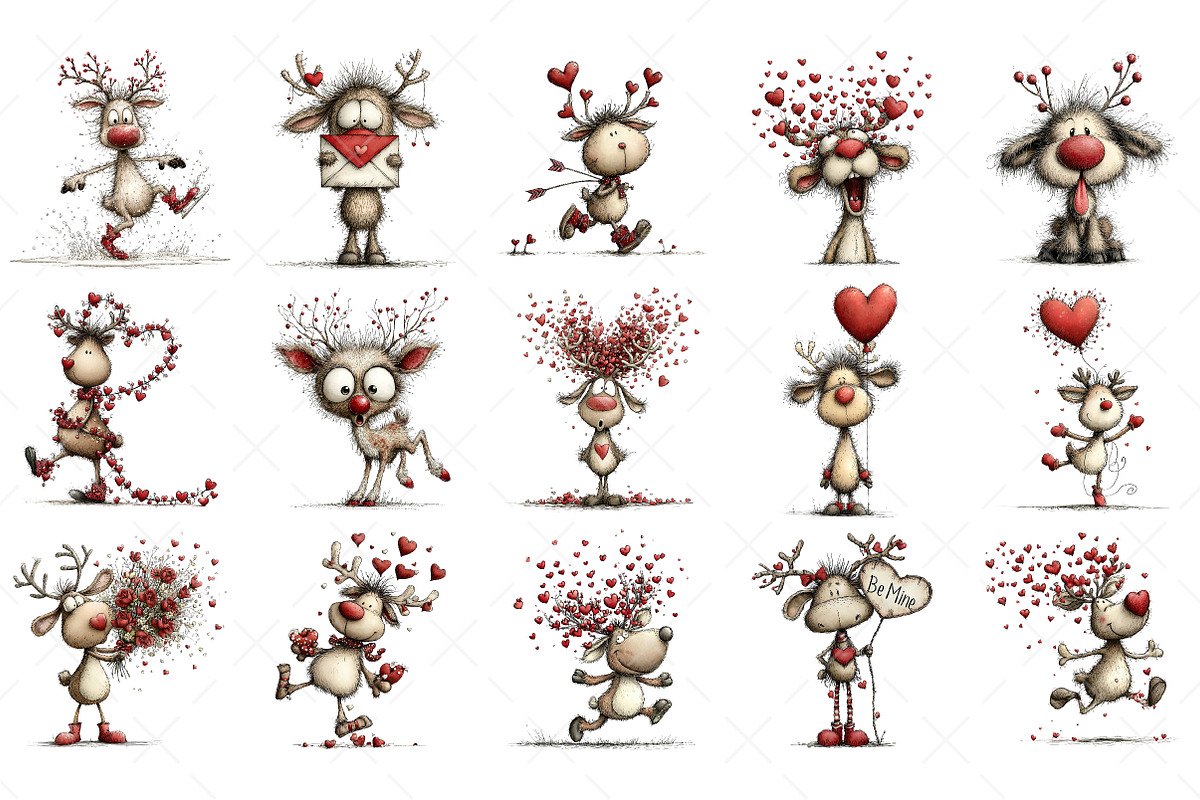 Funny Panic Reindeer Clipart, an Illustration by Craft Nest (Photo 3 of 8)