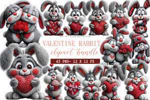 Valentine Rabbit Clipart, an Illustration by DreamArtGraphic