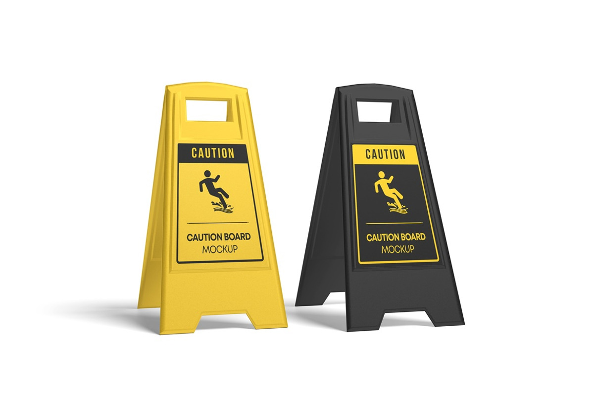 Caution Board Mockups, an Advertising Mockup by AndikaGraphic (Photo 2 of 6)