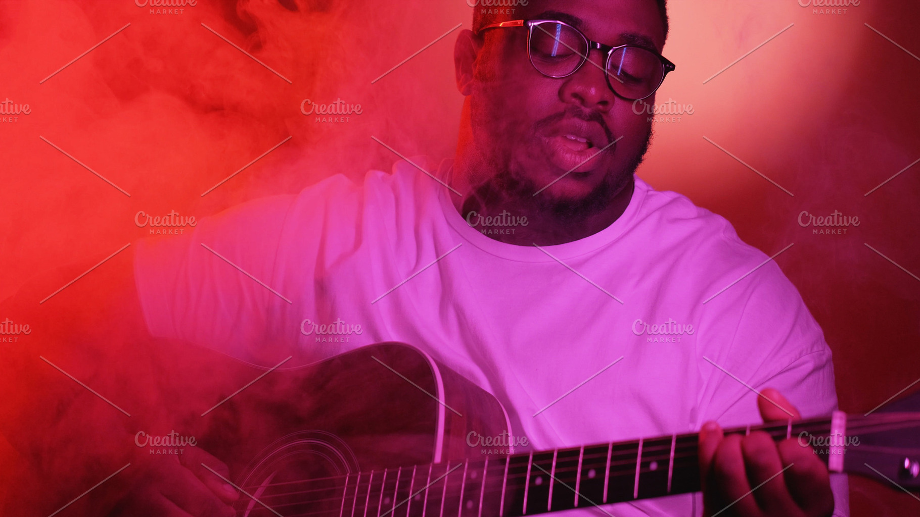 Singing performance man playing song guitar smoke, a Person Photo by Photo Drive Studio