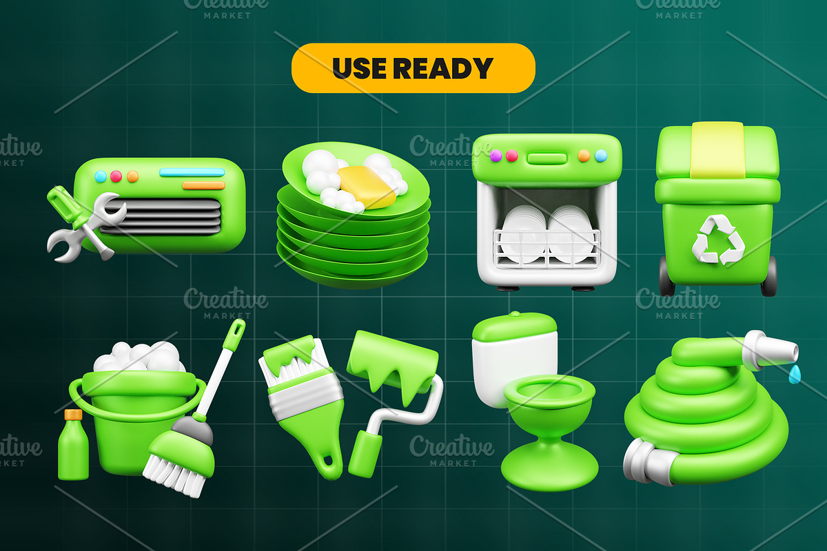 CLEANING and HOUSEKEEPING 3d  Pack, an Object 3D Model by Ui Stock (Photo 3 of 6)