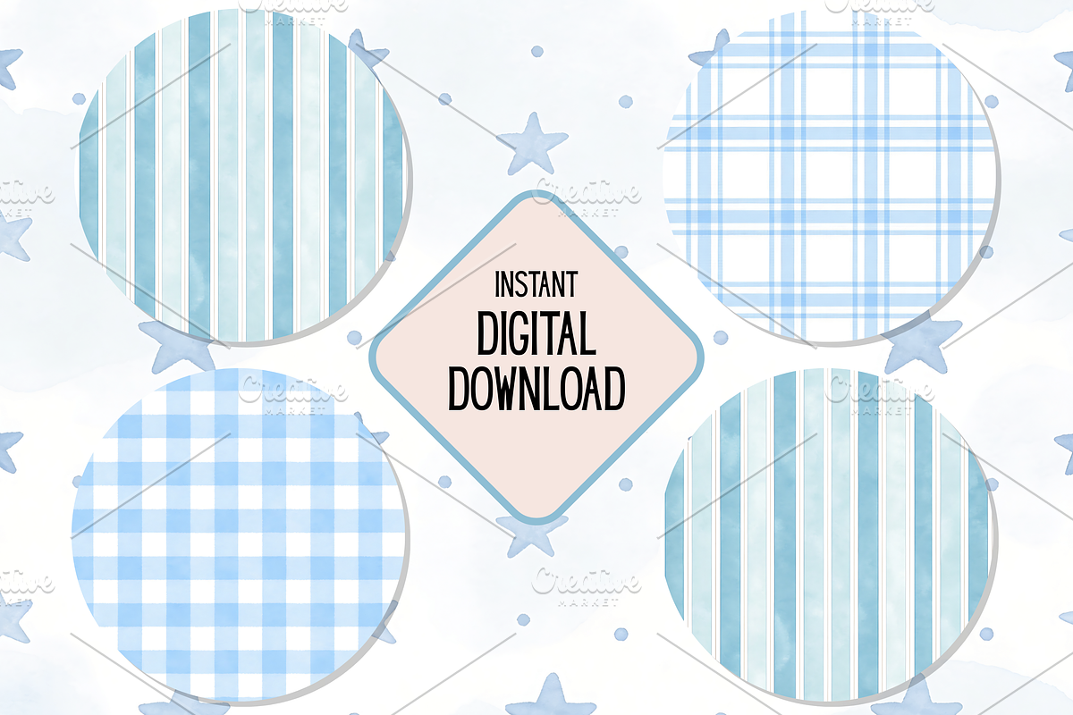 Blue Baby Shower Digital Paper, a Pattern Graphic by Neon Studio (Photo 5 of 6)