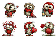 Whimsical Valentine's Owls Clipart, an Illustration by Dream Creation (Thumbnail 6 of 6)