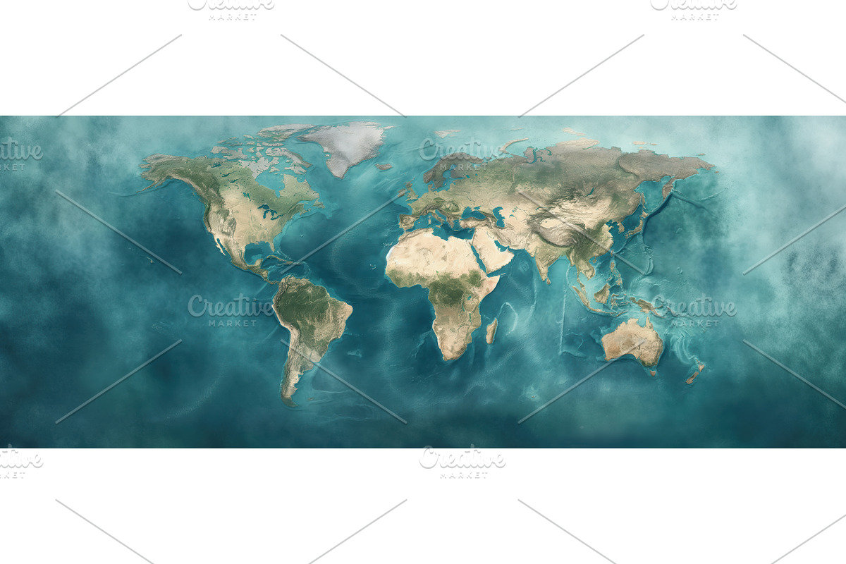 Realistic World Map, an Illustration by BazziBa♥ | Creative Market
