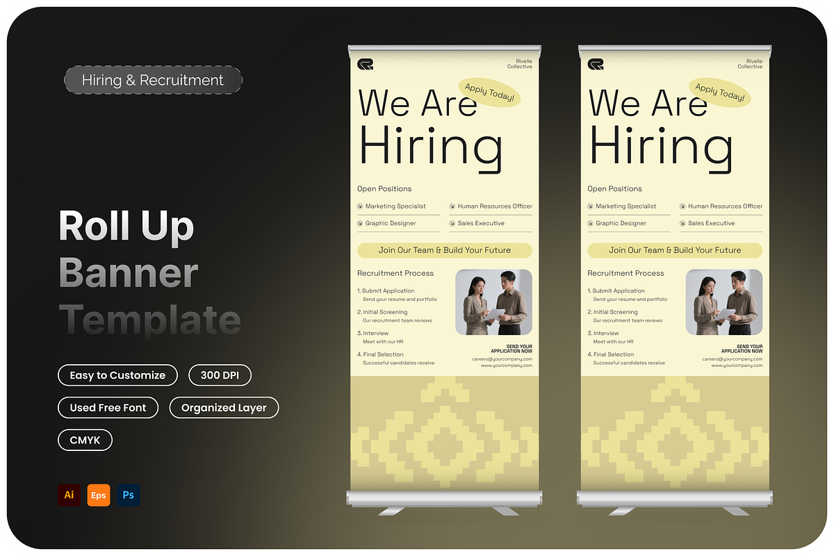 Hiring & Recruitment Roll Up Banner, a Poster Template by Annora Studio (Photo 1 of 6)