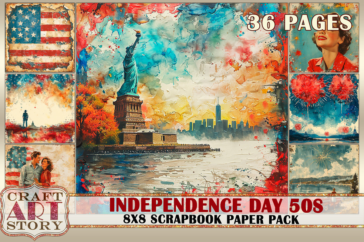 Retro Independence Day 50s journal, a Person Illustration by CraftArtStory (Photo 1 of 7)