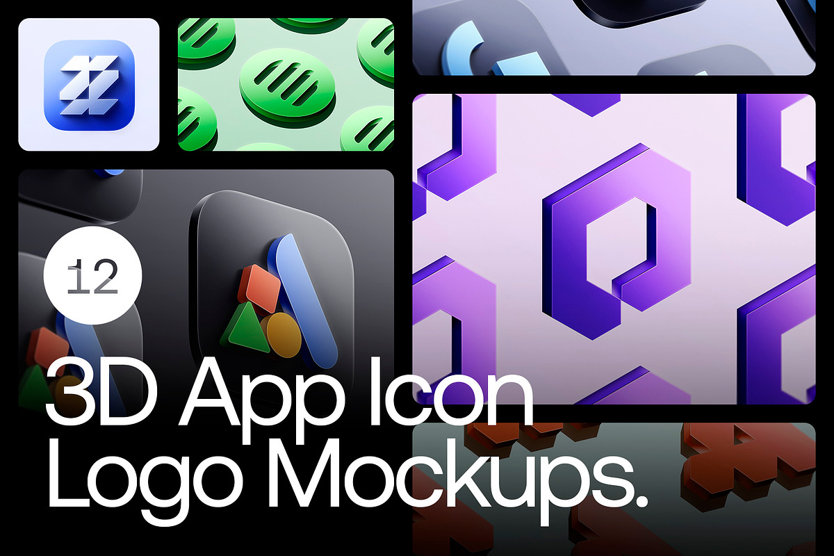 3D App Icon Logo Mockups - 12 Scenes, a Product Mockup by Asylab (Photo 1 of 22)