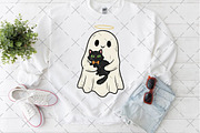 Halloween Ghost Holding Black Cat, an Illustration by Craft Nest (Thumbnail 3 of 6)