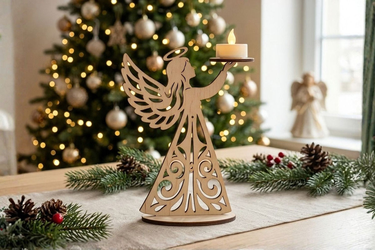 Christmas Angel Candle Holders SVG, a Decorative Illustration by svgocean (Photo 9 of 14)