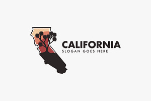 California map and Joshua tree logo, a Branding & Logo Template by DOMHOUZE