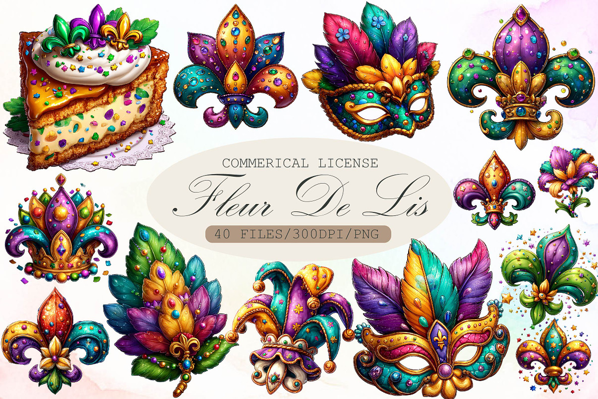 Fleur De Lis for Mardi Gras Clipart, an Illustration by Sublimation Artist (Photo 1 of 6)