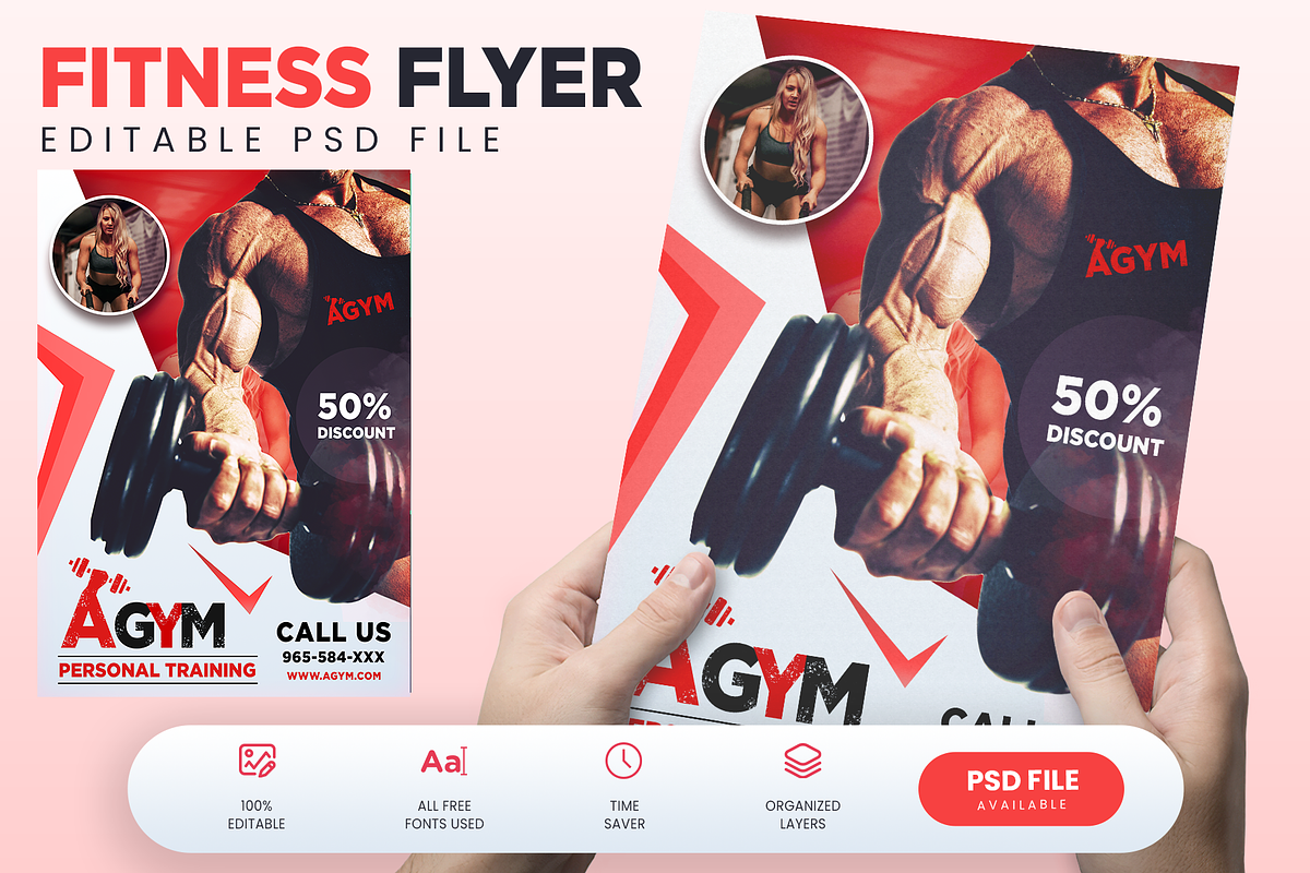 5 Fitness Flyer Bundle / Gym Flyer, a Flyer Template by Ammad (Photo 2 of 6)