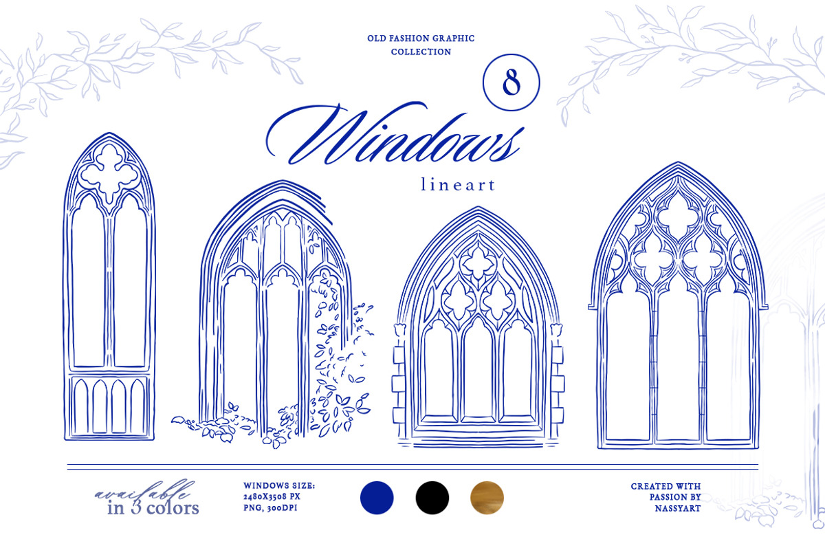 +420 Barbara Vintage Line Art Set, a Decorative Illustration by NassyArt (Photo 12 of 29)