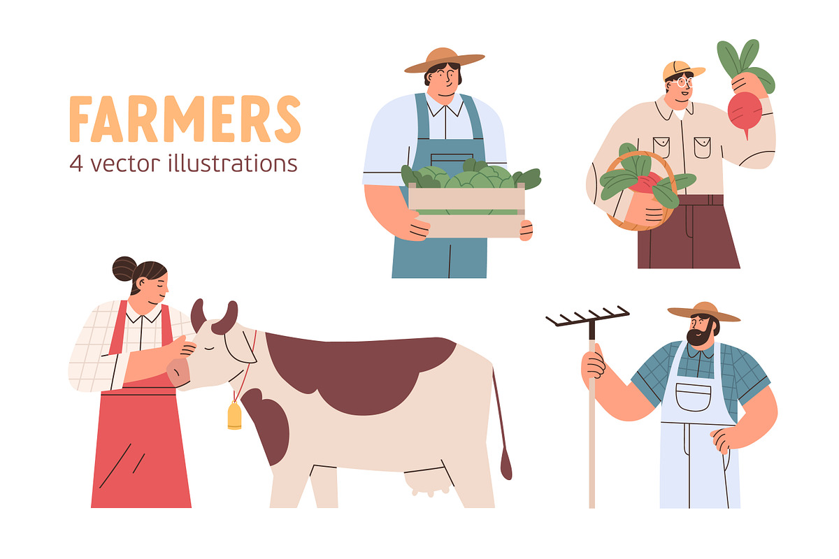 Farmers or agricultural workers set, a Person Illustration by Good Studio (Photo 1 of 5)