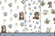 Cute cat digital paper pack,, a Pattern Graphic by Shabbypaperboutique (Thumbnail 1 of 5)