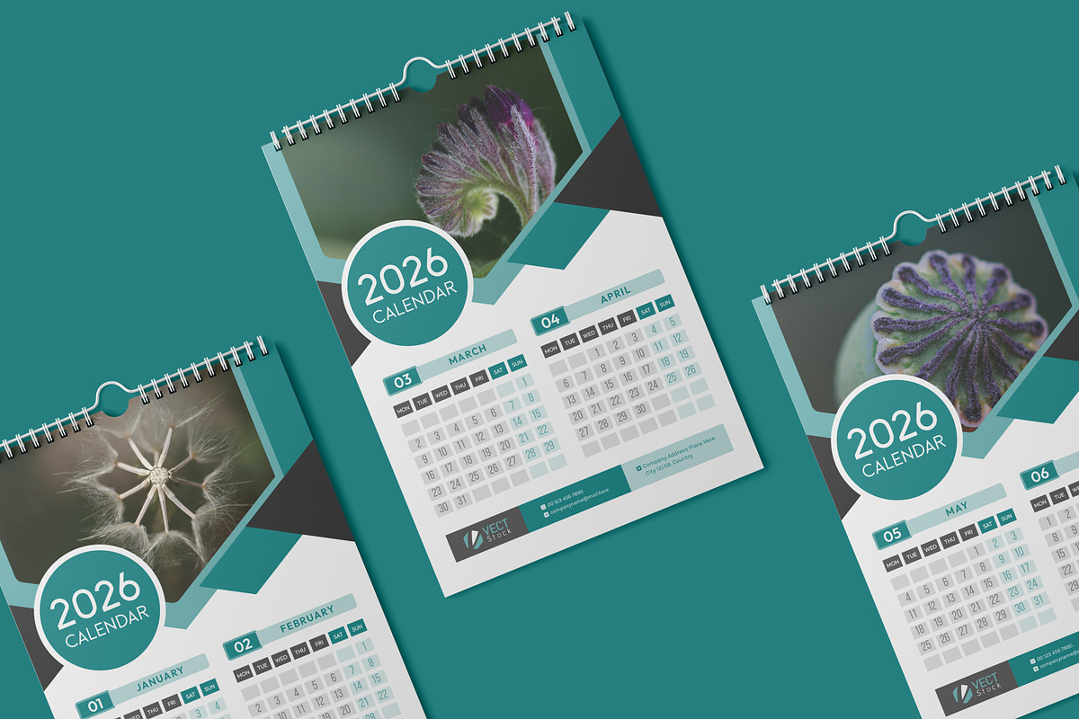 2026 Wall Calendar Template, a Stationery Template by VectStock (Photo 3 of 9)