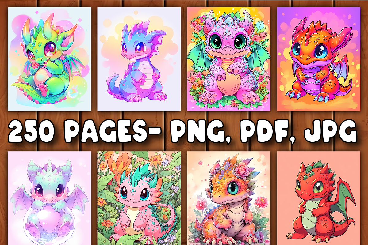 Cute Baby Dragon Coloring Pages -V2, an Animal Illustration by BrandlyTemplate (Photo 2 of 4)