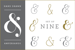 9 Hand Drawn Ampersands