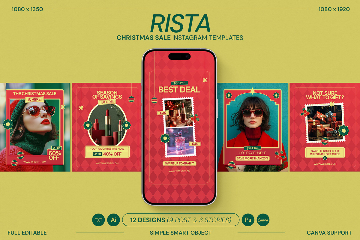 Christmas Sale Instagram Templates, a Social Media Template by Supanium Studio (Photo 2 of 5)