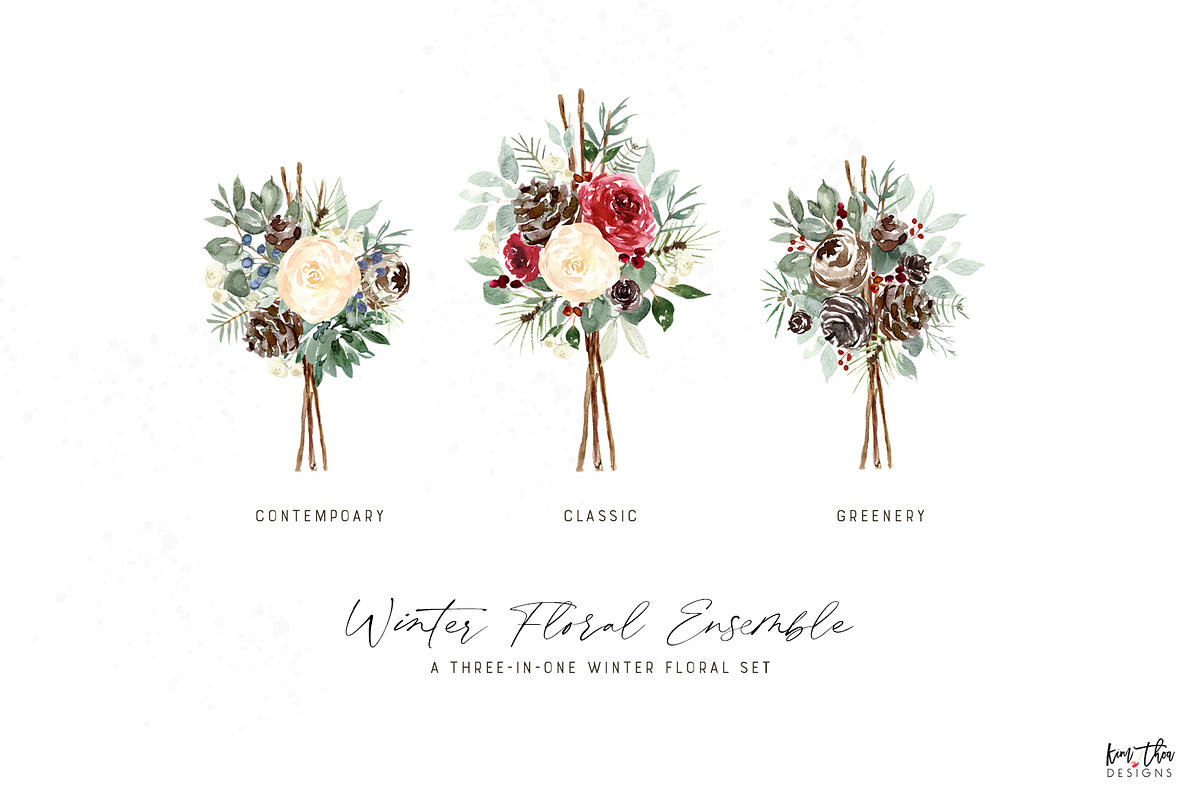 Winter Floral Ensemble, an Illustration by Kim Thoa Designs (Photo 2 of 12)