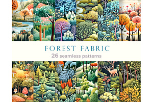 Green Forest Seamless Patterns Set