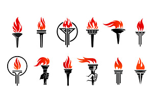 Torch flame icons, freedom fire, an Object Illustration by Vector Tradition