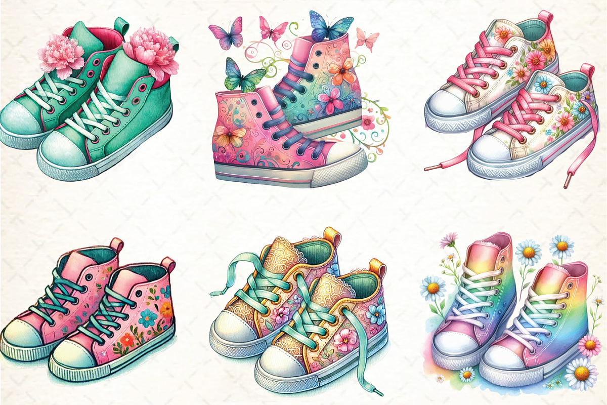 Spring Sneakers clipart bundle, an Illustration by DreamCafeArt (Photo 2 of 3)