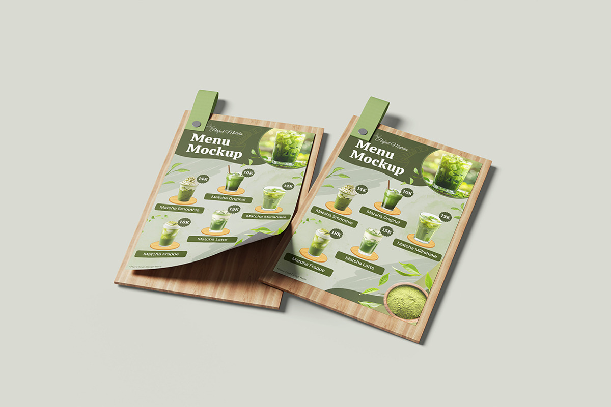 Modern Menu Mockup For Branding, an Advertising Mockup by bimockup (Photo 3 of 6)