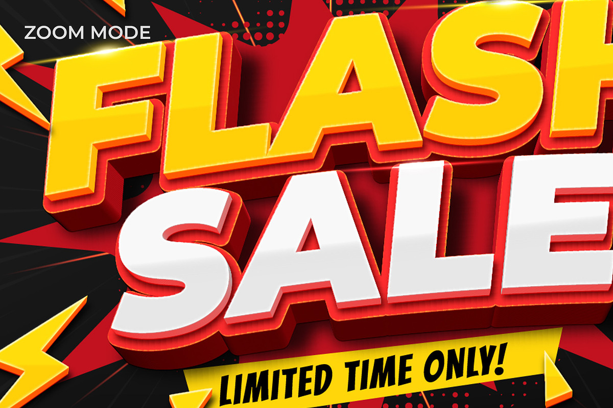 Flash Sale 3D Text Effect, a Layer Style Add-On by Mockmenot (Photo 3 of 3)