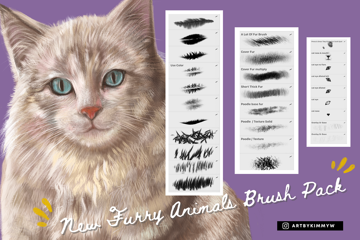 Procreate Furry Animals Brush Pack 2, a Brush Add-On by Artbykimmyw (Photo 9 of 9)
