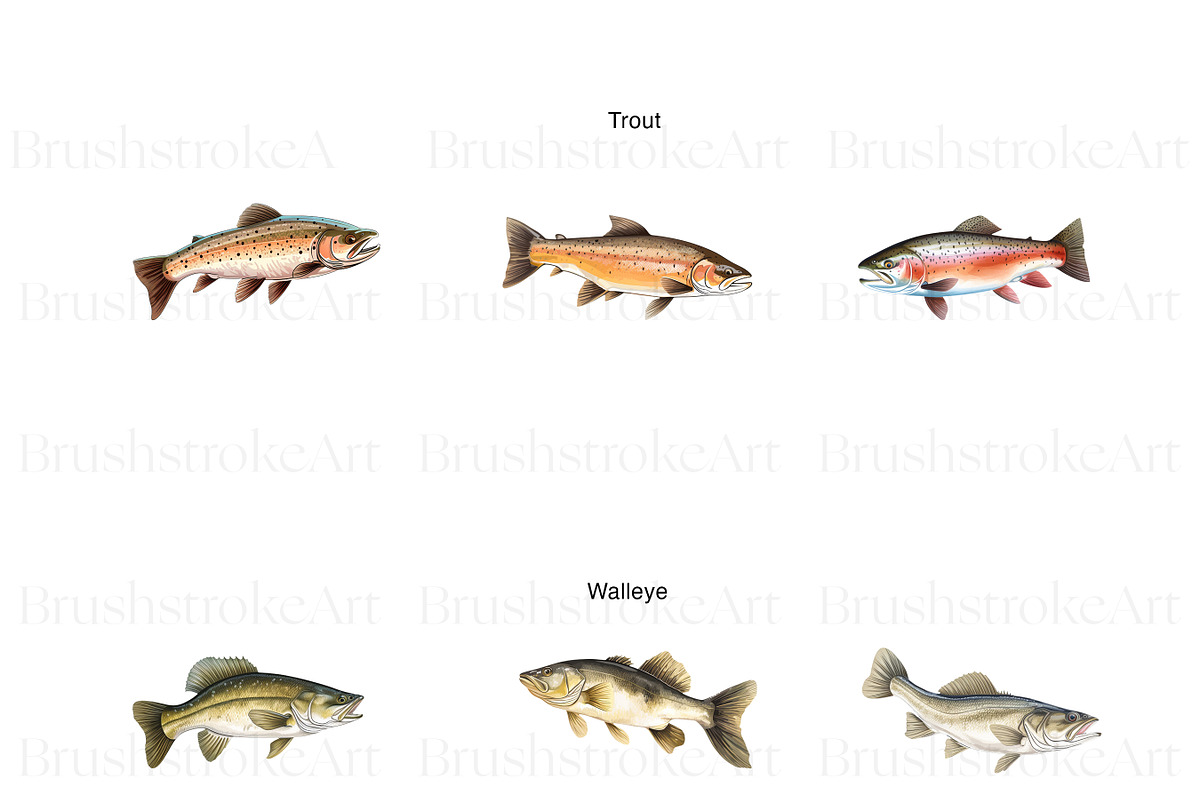 Freshwater Fishing Clipart, Bass PNG, an Animal Illustration by BrushstrokeArtGB (Photo 3 of 9)