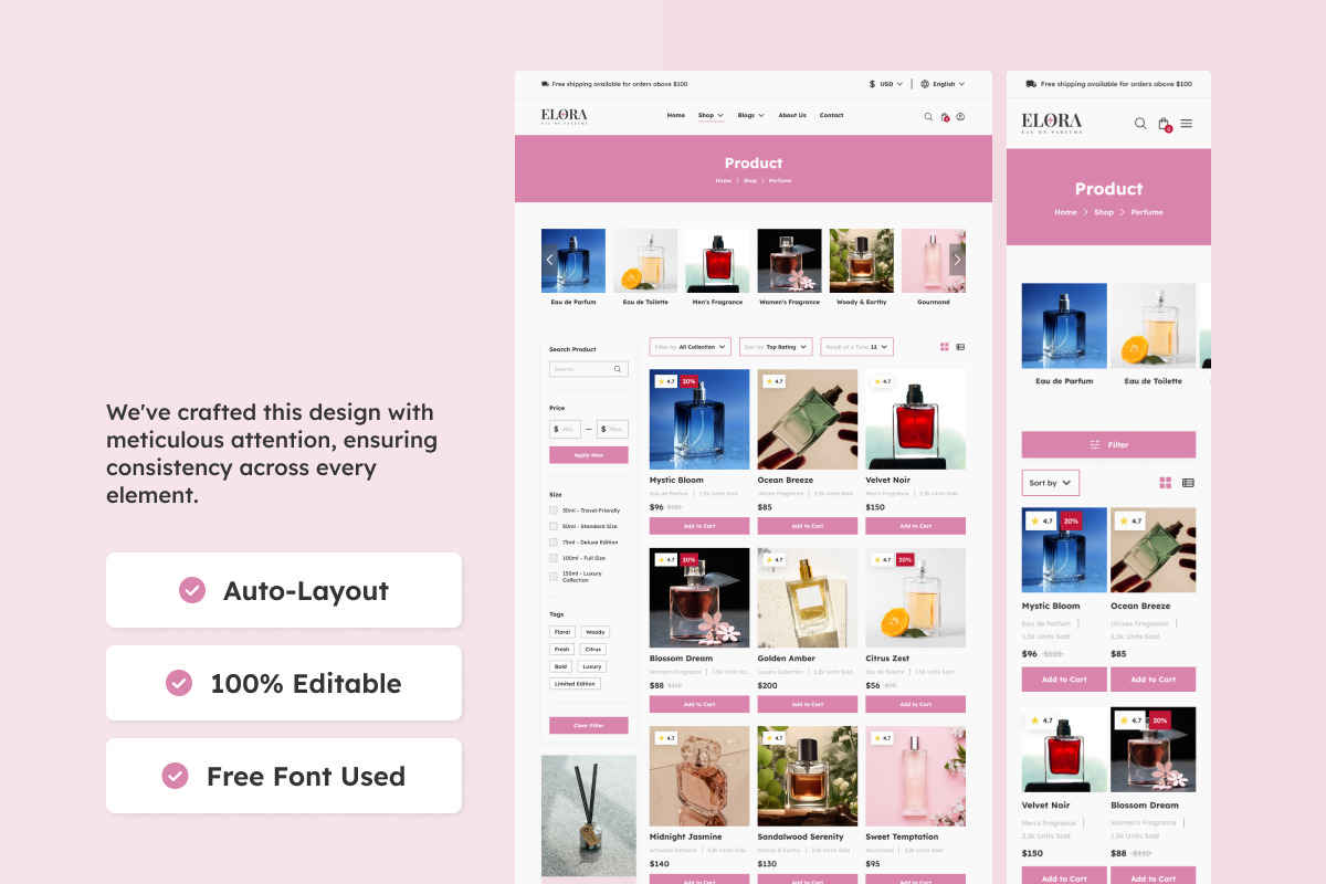 Elora - Perfume Shop Landing Page, a Landing Page Template by twinstd (Photo 2 of 5)