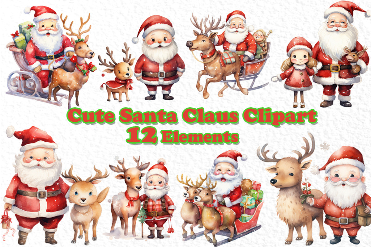Santa Claus Clipart, Christmas Png, a Decorative Illustration by vivastarkids (Photo 1 of 4)