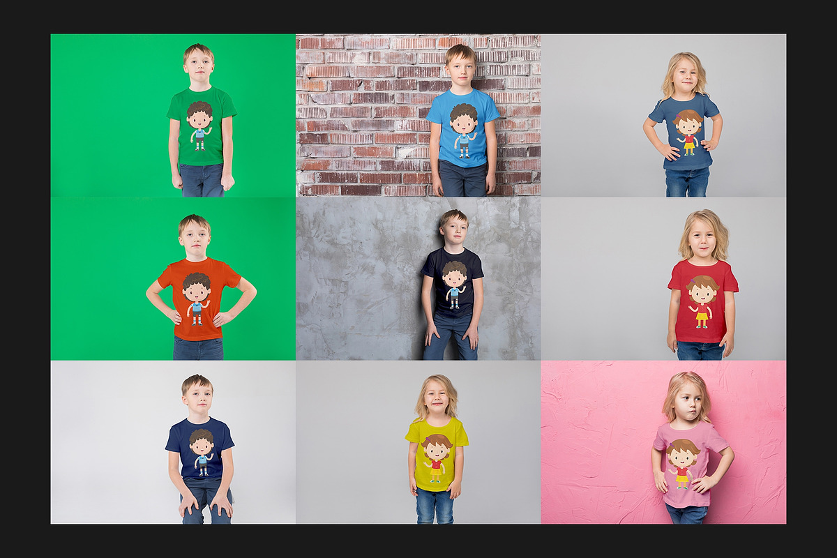 111 Kids T-Shirt Mock-Up Set, a Shirt Mockup by Freeman Studio (Photo 9 of 24)