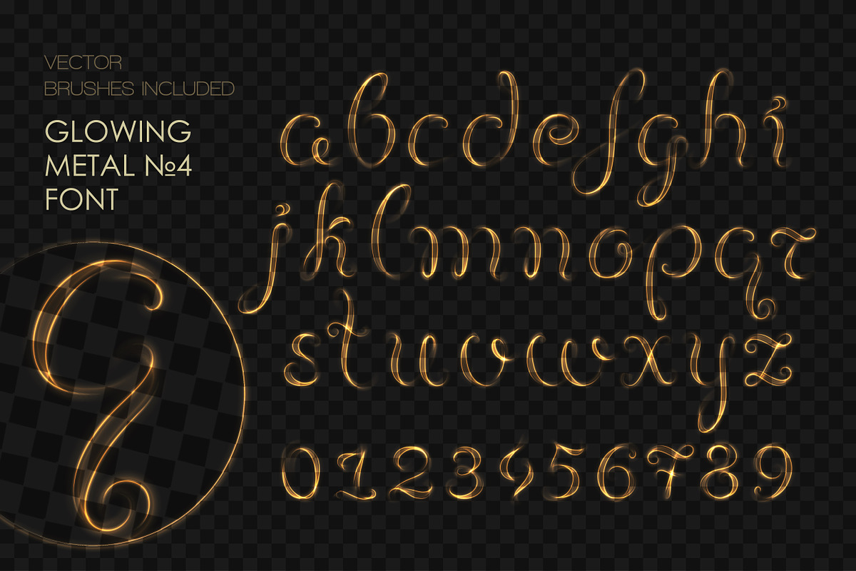 8 GLOWING METAL FONTS / 8 BRUSHES, a Handwritten Font by Nadin_Lebedeva (Photo 11 of 16)