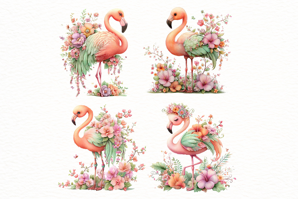 Whimsical Summer flamingo Clipart, an Illustration by Designworld (Photo 5 of 8)