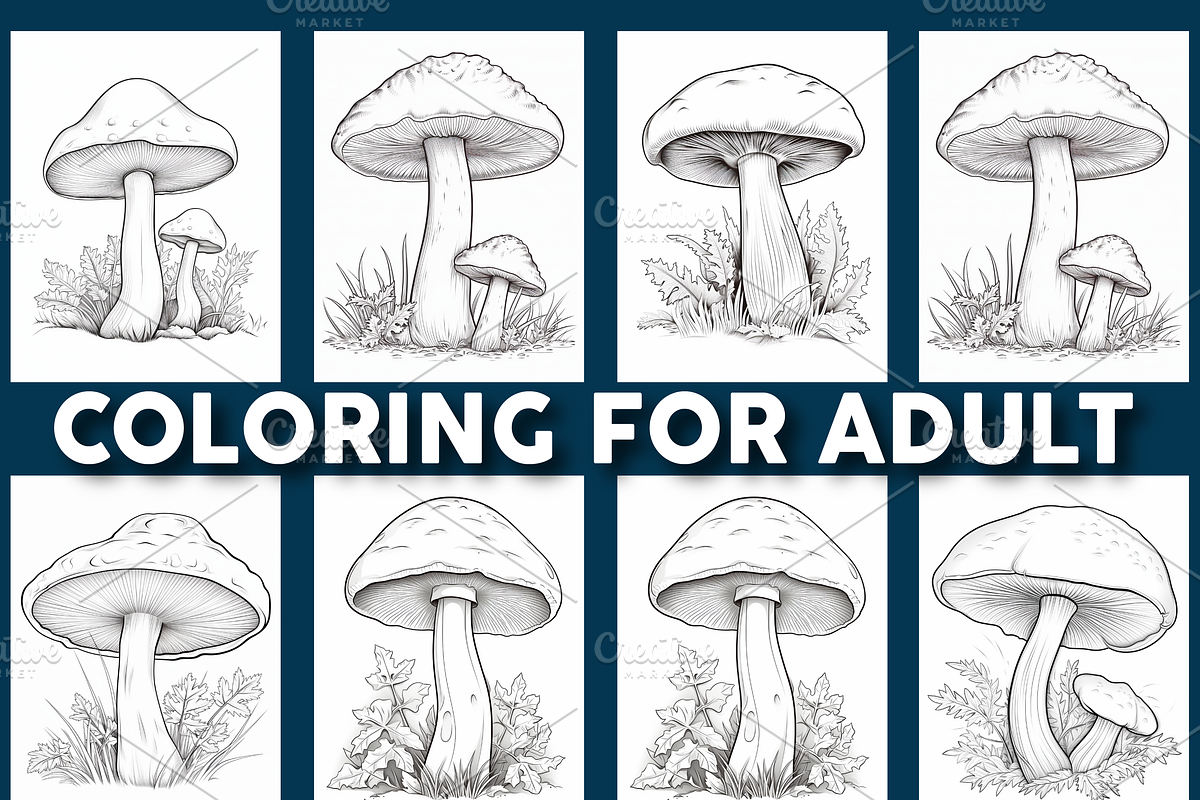 119 Mushroom Coloring Page For Adult, a Stationery Template by Design Station (Photo 4 of 5)