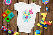Monster with balloons. Tshirt, PNG., an Animal Illustration by KENO Mascots (Thumbnail 3 of 5)